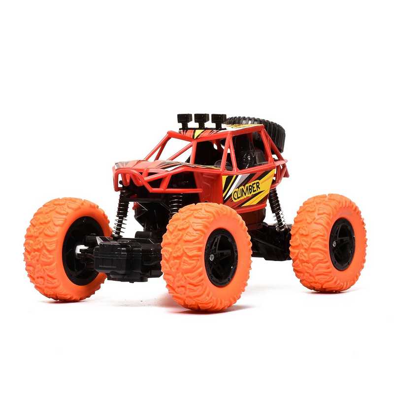 Braintastic Rechargeable Remote Control RC Rock Climber Crawler Four Wheel Drive 1:18 Scale High Speed Off Road Racing Stunt Car Toys for Kids 6-15 Years (Red)