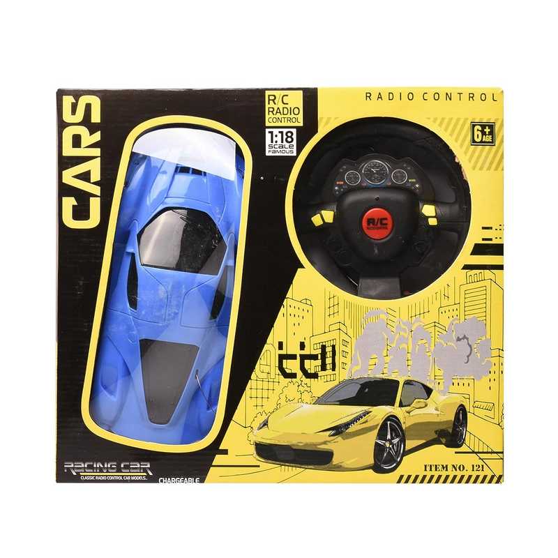 Braintastic Rechargeable Remote Control Racing Car High Speed Racing Sports Car with LED Headlights 1: 18 Scale Fast RC Vehicle Toy for Kids 6-15 Years (Blue)