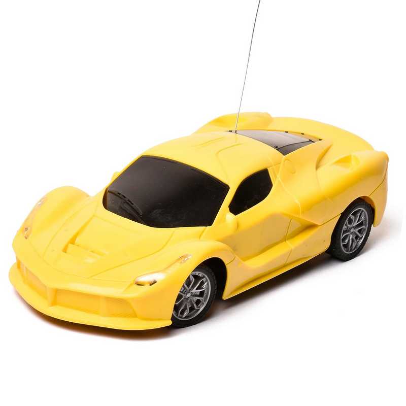 Braintastic Rechargeable Remote Control Racing Car High Speed Racing Sports Car with LED Headlights 1: 18 Scale Fast RC Vehicle Toy for Kids 6-15 Years (Yellow)