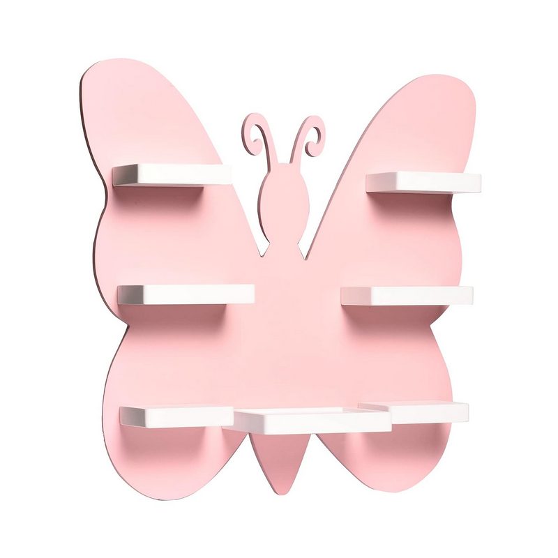 Spaceture Engineered Wood Wall Mounted Kids Room Shelf-Butterfly Pink