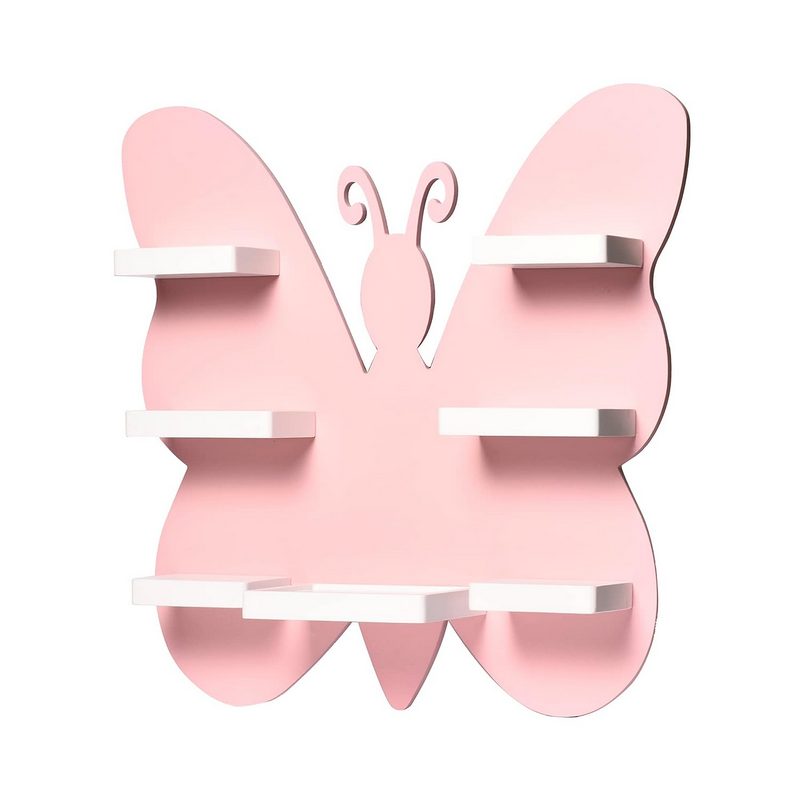 Spaceture Engineered Wood Wall Mounted Kids Room Shelf-Butterfly Pink