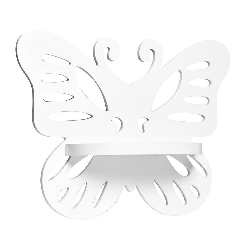 Spaceture Engineered Wood Wall Mounted Kids Room Shelf-Butterfly White Groove