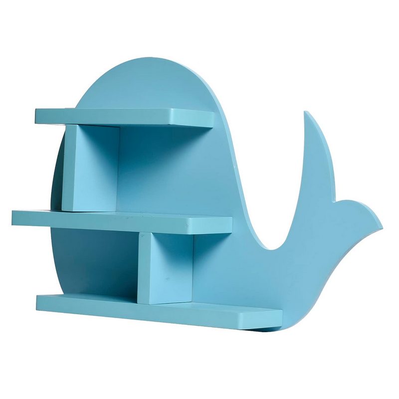 Spaceture Engineered Wood Wall Mounted Kids Room Shelf-Fish Blue