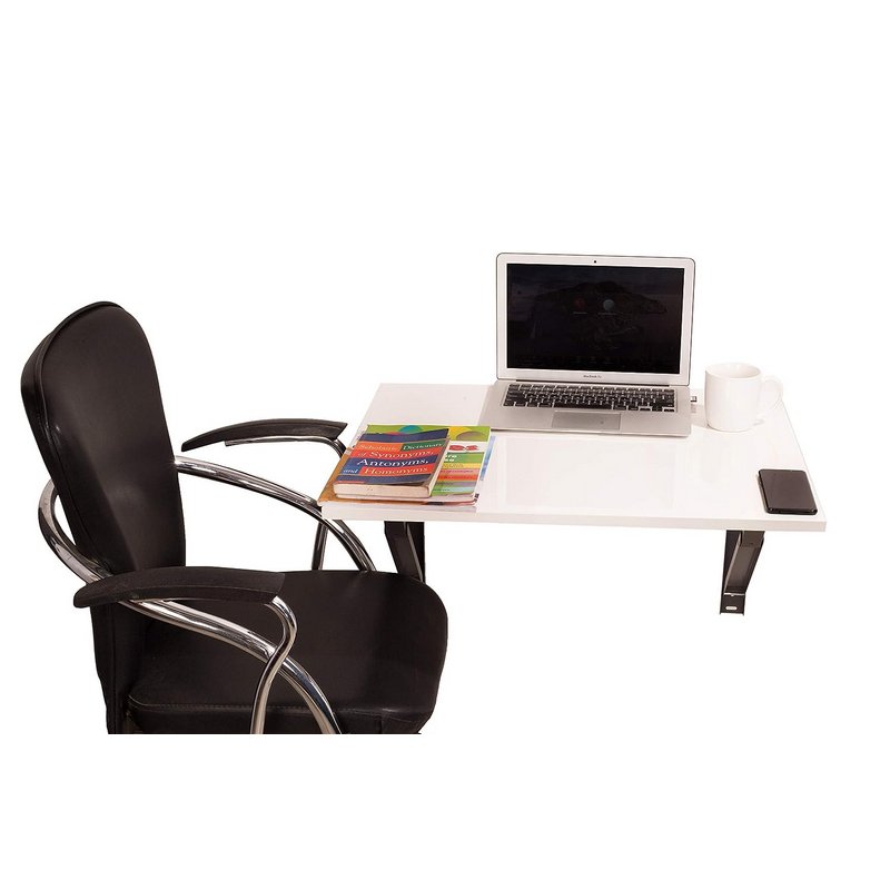 Spaceture  Engineered Wood Study/Office/Laptop/Work/Dining Table -White Glossy, 60cm x 38cm