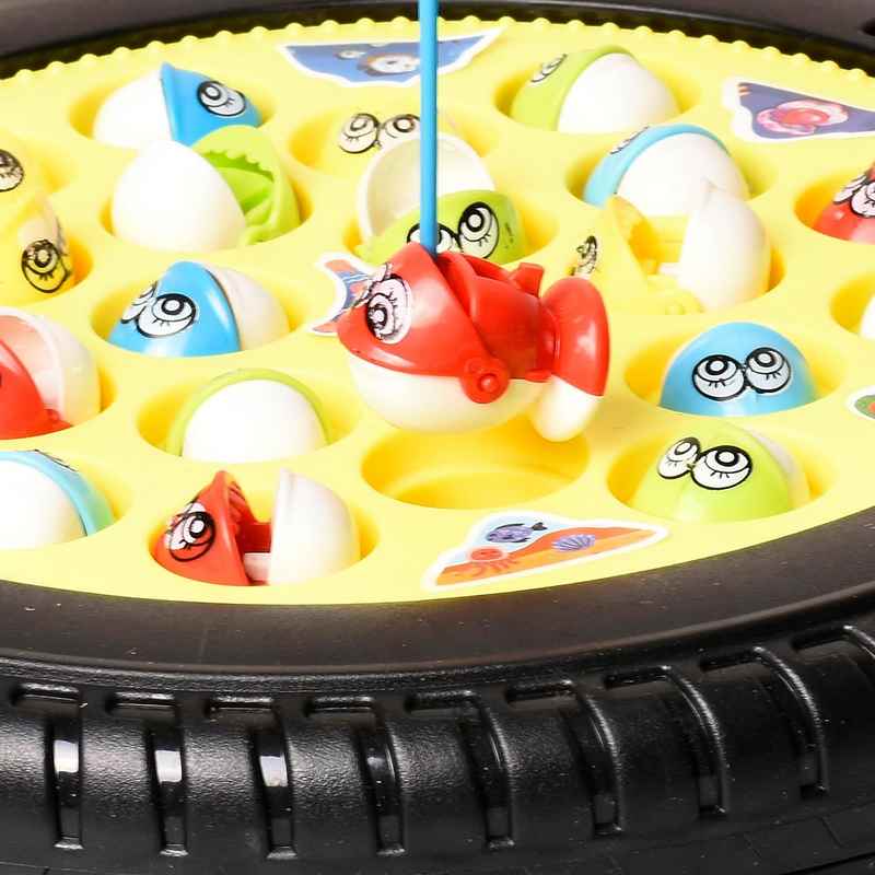 Braintastic Motorize Spinning Musical Fishing Game Toy with Multicolor 21 Fishes & 4 Fish Catching Sticks for Kids 3-15 Years