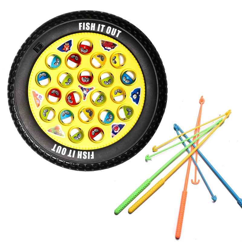 Braintastic Motorize Spinning Musical Fishing Game Toy with Multicolor 21 Fishes & 4 Fish Catching Sticks for Kids 3-15 Years