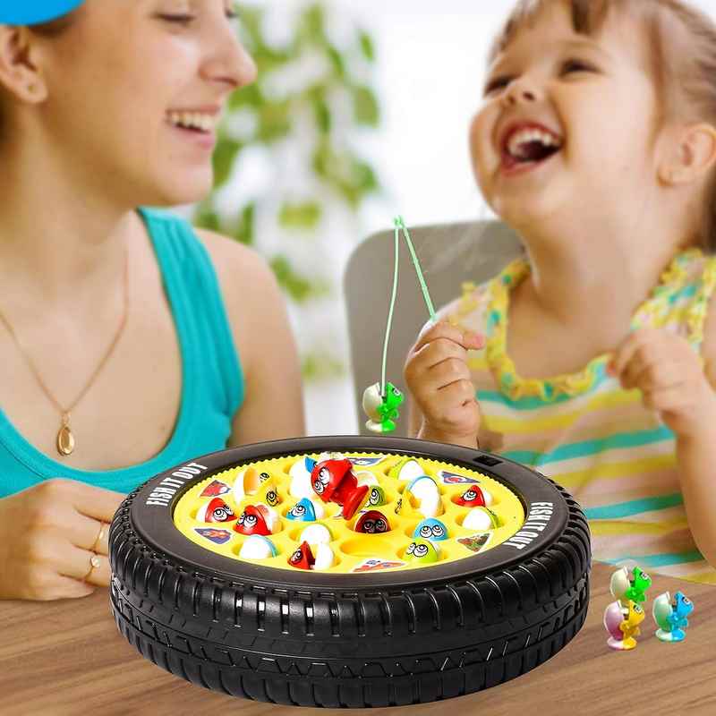 Braintastic Motorize Spinning Musical Fishing Game Toy with Multicolor 21 Fishes & 4 Fish Catching Sticks for Kids 3-15 Years