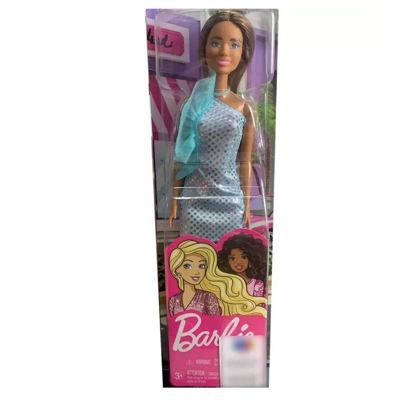 Barbie® Doll, Kids Toys, Brunette in Teal Metallic Dress, Trendy Clothes and Accessories, Gifts for Kids? Girls 3-12 Years