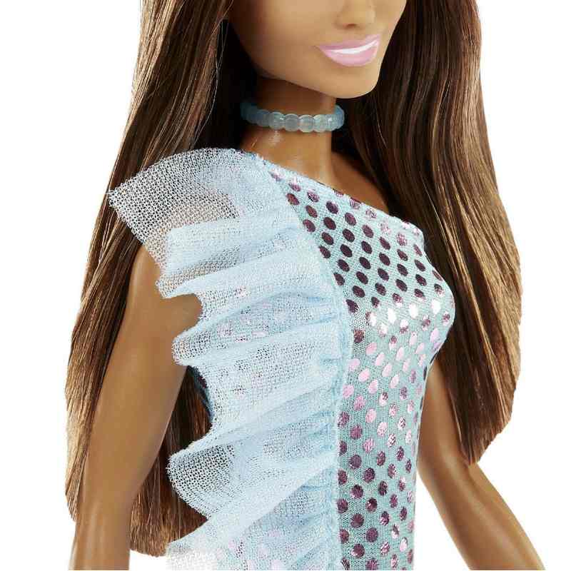Barbie® Doll, Kids Toys, Brunette in Teal Metallic Dress, Trendy Clothes and Accessories, Gifts for Kids? Girls 3-12 Years