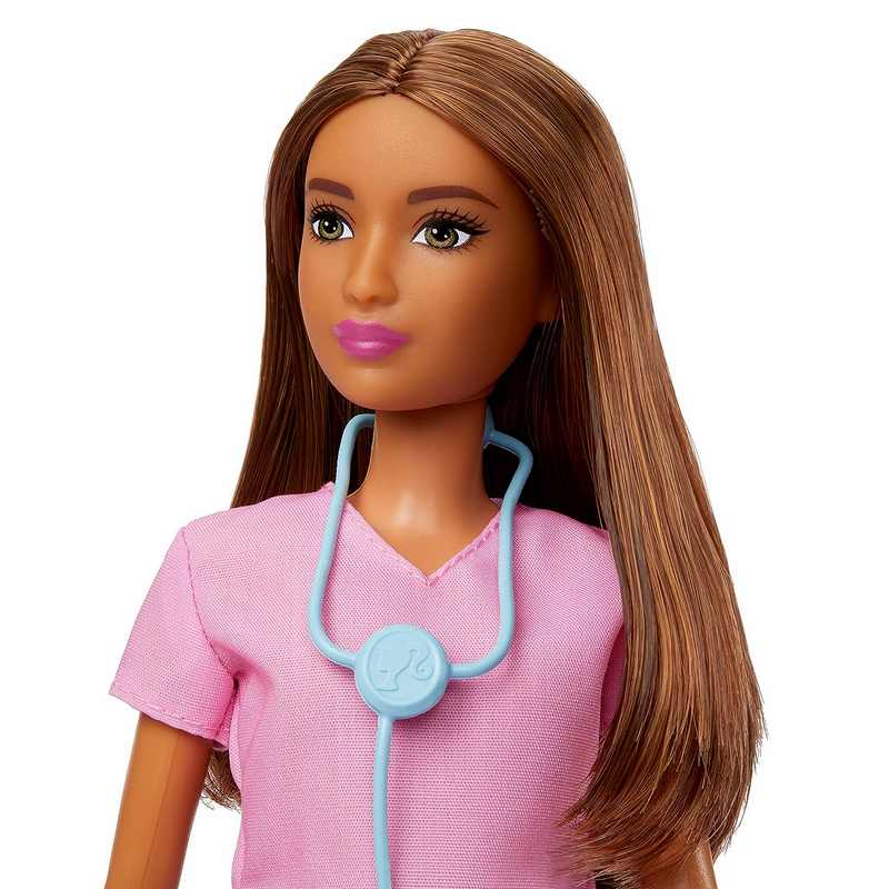 Barbie Nurse Doll (12 inches) with Scrubs Top & Pants Set, White Shoes & Stethoscope Accessory, Great Gift for Kids Girls 3-12 Years