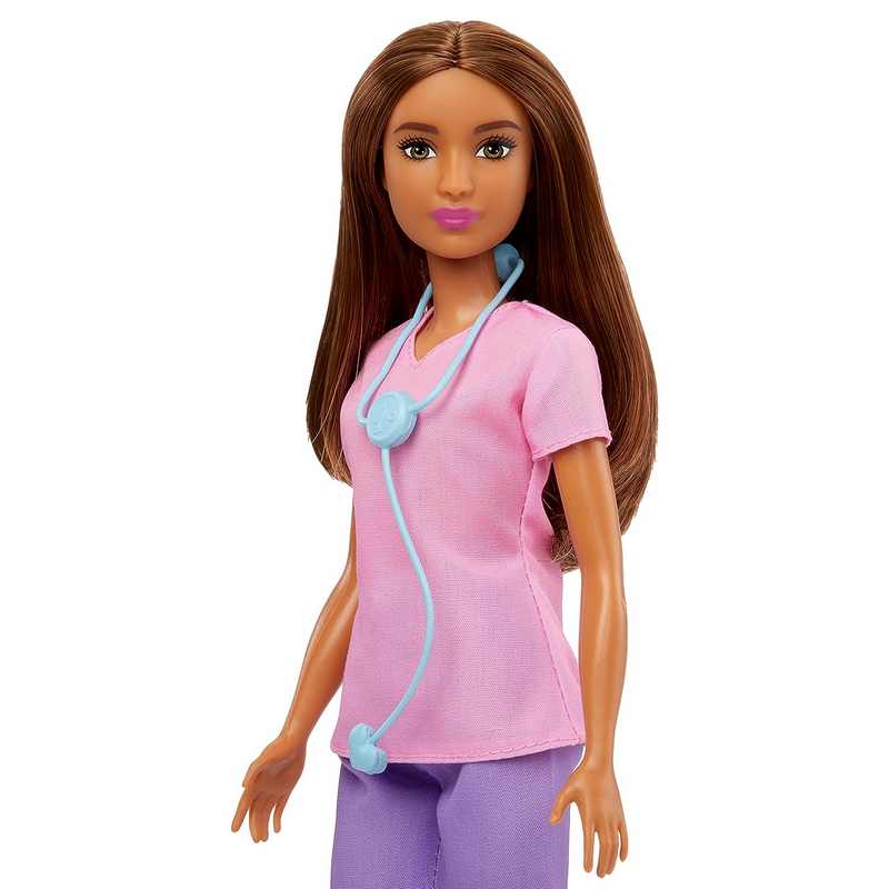 Barbie Nurse Doll (12 inches) with Scrubs Top & Pants Set, White Shoes & Stethoscope Accessory, Great Gift for Kids Girls 3-12 Years