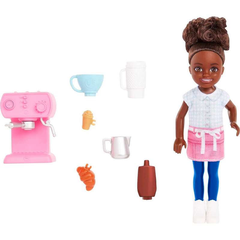 Barbie Toys, Chelsea Doll and Accessories Barista Set, Can Be Small Doll with 7 Themed Pieces? For Kids Girls 3-12 Years