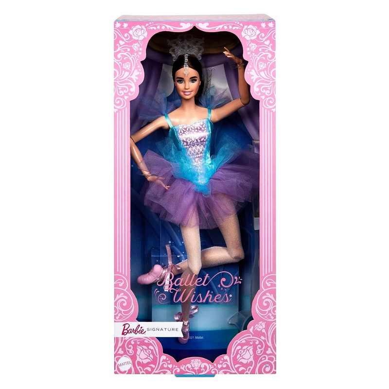 Barbie Signature Ballet Wishes™ Doll (Brunette, 12 in), Posable, Wearing Ballerina Costume, Tutu, Pointe Shoes & Tiara, Gift for kids Girls 3-12 Years