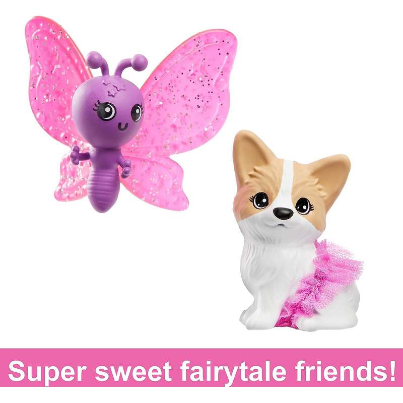 Barbie Doll with Two Fairytale Pets and Wing-Detailed Dress, Brooklyn” Doll from A Touch of Magic™, 7-inch Long Fantasy Hair For kids Girls 3-12 Years