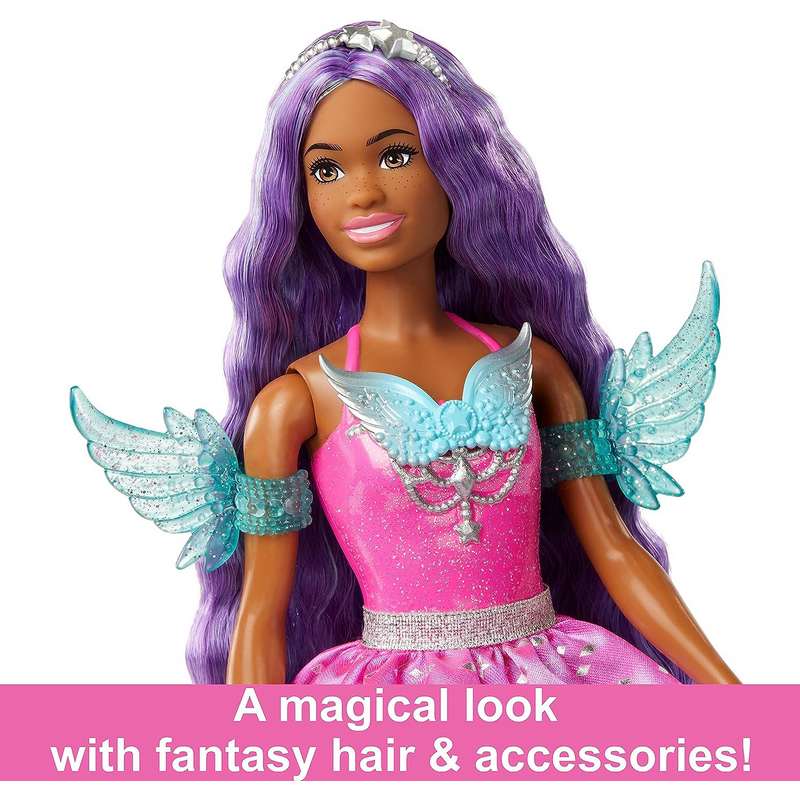 Barbie Doll with Two Fairytale Pets and Wing-Detailed Dress, Brooklyn” Doll from A Touch of Magic™, 7-inch Long Fantasy Hair For kids Girls 3-12 Years