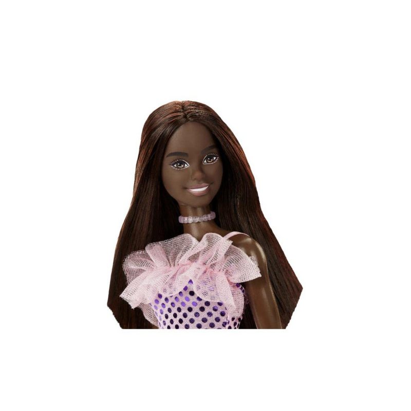Barbie Doll, Kids Toys, Dark Brown Hair, Pink Metallic Dress, Trendy Clothes and Accessories, Gifts for Kids?? Girls 3-12 Years