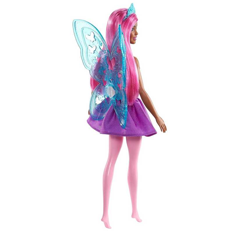Barbie Dreamtopia Fairy Doll (11.5-in, Pink Hair) Wearing Skirt, Clip-On Wings & Tiara, Gift For Girls 3 -12 Years