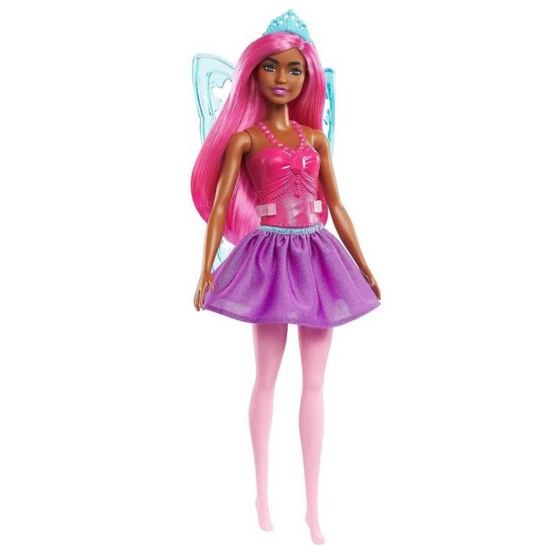 Barbie Dreamtopia Fairy Doll (11.5-in, Pink Hair) Wearing Skirt, Clip-On Wings & Tiara, Gift For Girls 3 -12 Years
