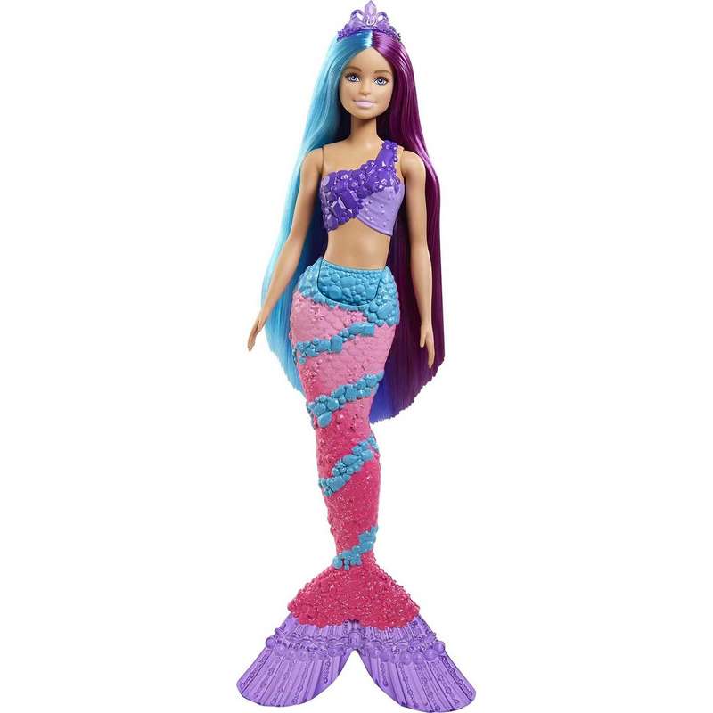Barbie Dreamtopia Mermaid Doll (13-inch) with Extra-Long Two-Tone Fantasy Hair, Hairbrush, Tiaras and Styling Accessories, Gift for Kids Girls 3-12 Years