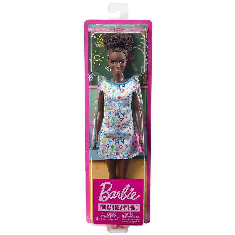 Barbie Teacher Doll (12 inches) with Cute School Supply Print Fashion, Pink Ballet Flat Shoes & Notebook Accessory, Great Gift for Kids Girls 3-12 Years