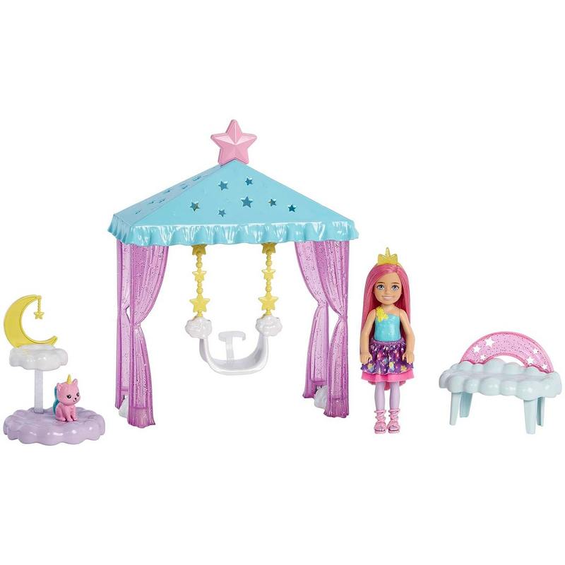 Barbie Dreamtopia Chelsea Small Doll and Accessories, Playset with Gazebo Swing, Kitten and More? For Kids Girls 3-12 Years