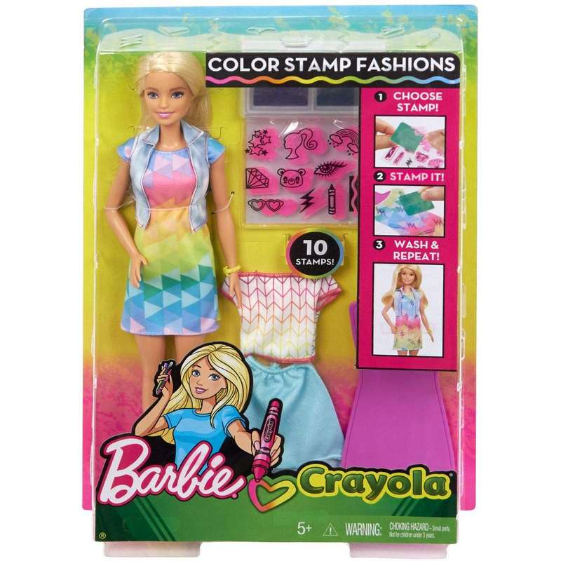 Barbie Crayola Color Stamp Fashion ultimate fashion designer with Barbie doll and the Crayola stamp 'n style playset For Kids Girls 3-12 Years