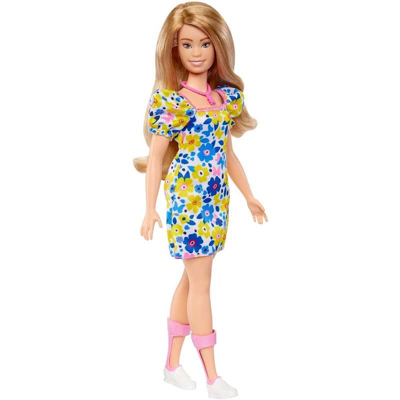 Barbie Fashionistas Doll with Down Syndrome, Blond Hair and Rocks a Floral Dress with Puff Sleeves For Kids Girls 3-12 Years