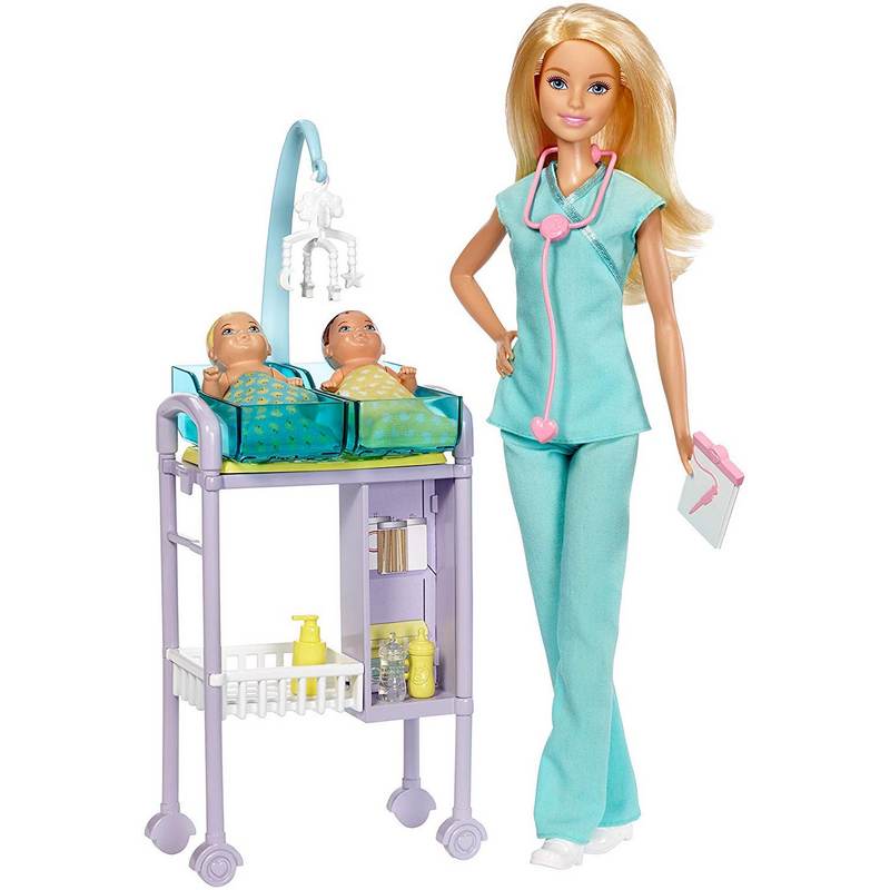 Barbie Mb Reality Baby Doctor Playset with stylish furniture, themed accessories to expand storytelling play and a toddler patient to treat For Kids 3-12 Years