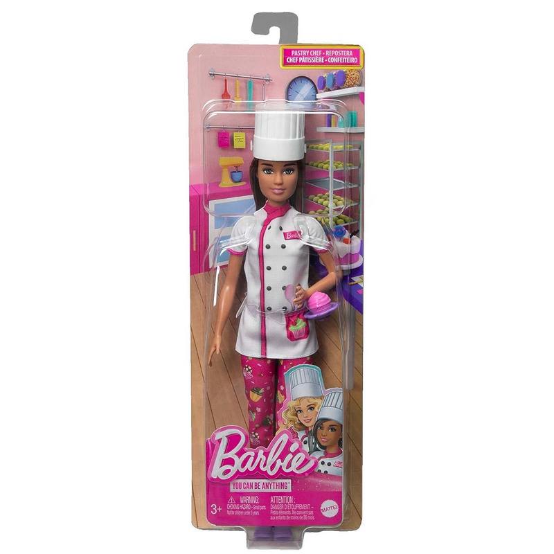 Barbie Doll & Accessories,Career Pastry Chef Doll with Hat,&Cake Slice For Kids Girls 3-12 Years