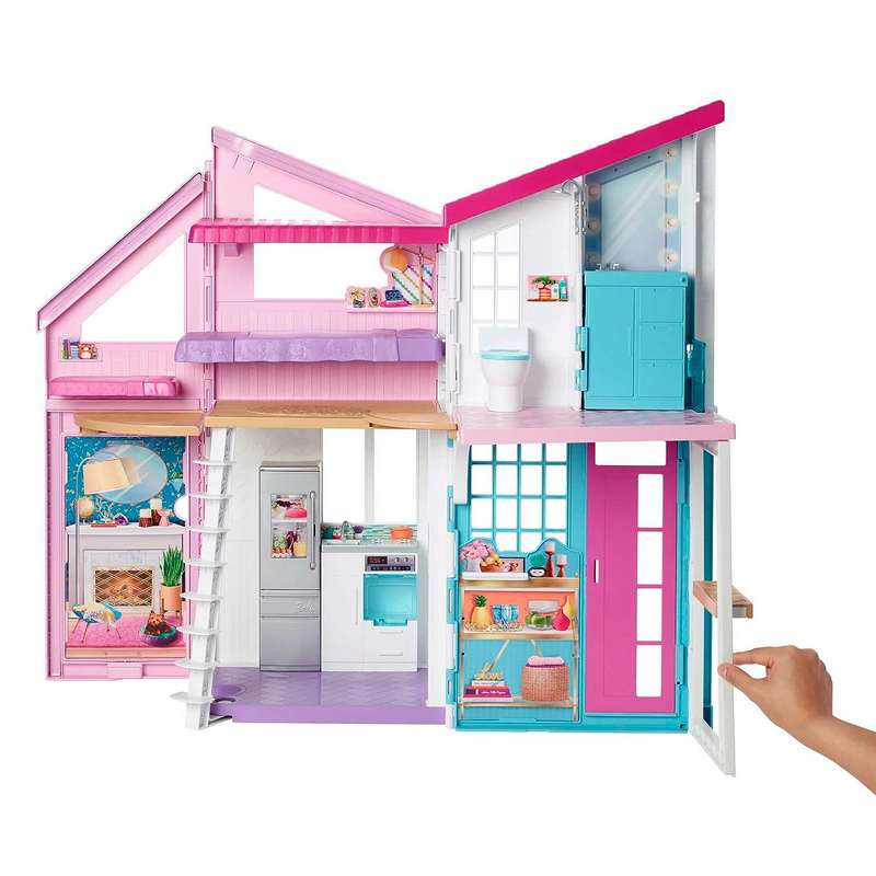 Barbie Malibu House 2-Story, 6-Room Dollhouse with Transformation Features, Plus 25+ Pieces Including Furniture, Patio Fence and Accessories, for Kids 3-12 Years