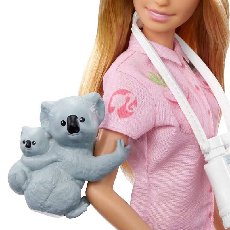 Barbie Zoologist Doll (12 inches), Role-Play Clothing & Accessories: Koala & Baby Figure, Feeding Bottle, Stethoscope, Binoculars & Clipboard, Great Toy Gift for Kids 3-12 Years