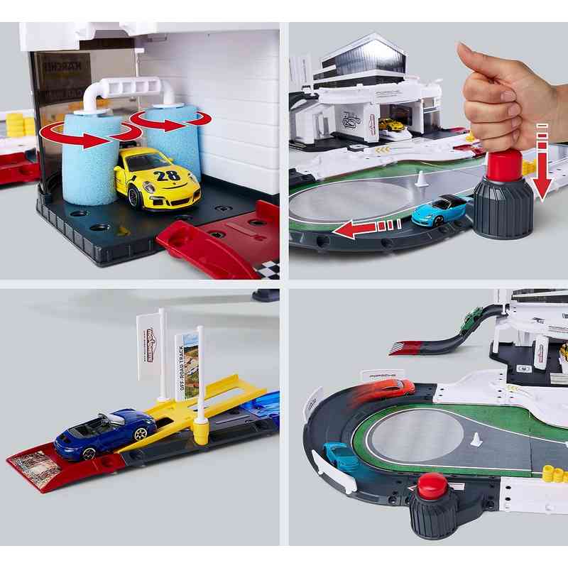 Majorette Creatix Porsche Experience Center Including 5 Porche Cars with 4 Parking Space Gift Set for Kids 5-12 Years
