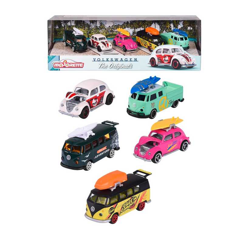 Majorette Volkswagen Gift Set With Colorful Chic Toy Cars With Rotating Wheels Features, Die Cast Vehicle Set Of 5 For Kids 5-12 Years