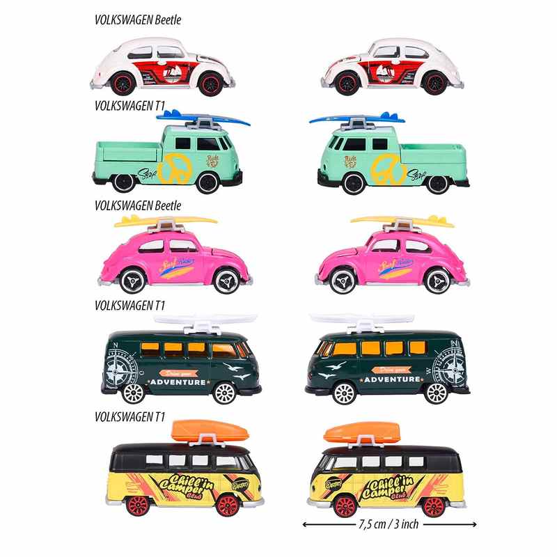 Majorette Volkswagen Gift Set With Colorful Chic Toy Cars With Rotating Wheels Features, Die Cast Vehicle Set Of 5 For Kids 5-12 Years