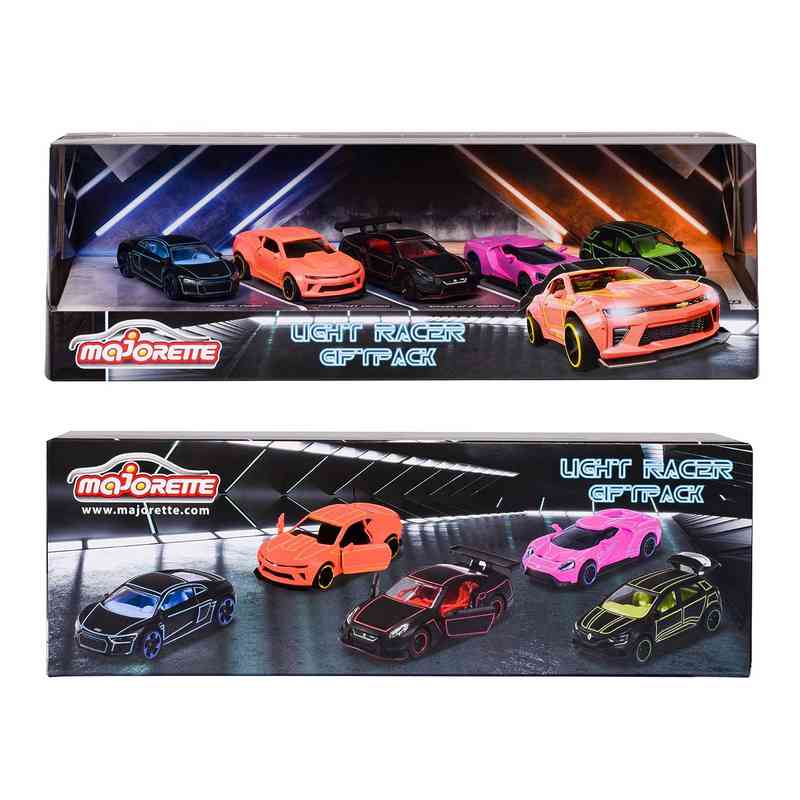 Majorette Light Racer Toy Car Set With Different Die Cast Metal Vehicles, 7.5 Cm Each, Scale 1:64 With Rotating Wheels & Opening Parts Set Of 5 For Kids 5-12 Years