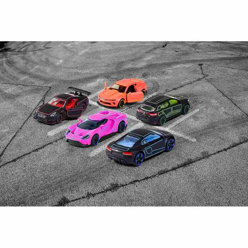 Majorette Light Racer Toy Car Set With Different Die Cast Metal Vehicles, 7.5 Cm Each, Scale 1:64 With Rotating Wheels & Opening Parts Set Of 5 For Kids 5-12 Years