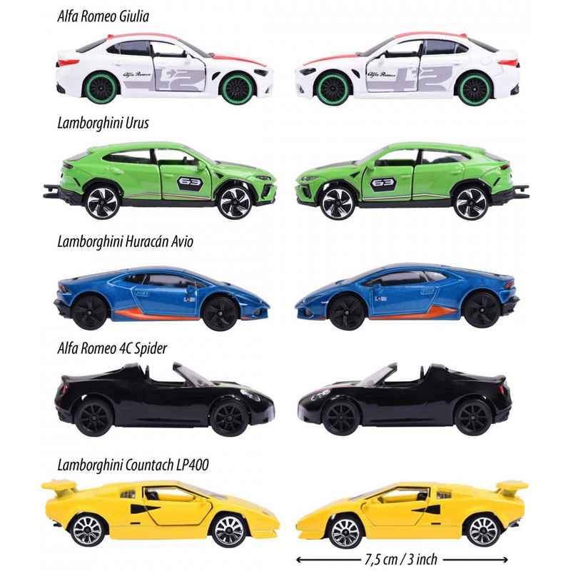 Majorette Dream Italian Toy Car Gift Set, Model Cars  Alfa Romeo and Lamborghini- Set of 5 For Kids 5-12 Years