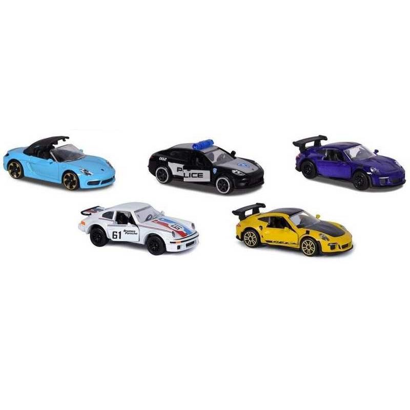Majorette Porsche Gift Set with Colorful Racing Toy Cars with Rotating Wheels Features, Die Cast Vehicle, Scale 1:64,Set of-5 For Kids 5-12 Years