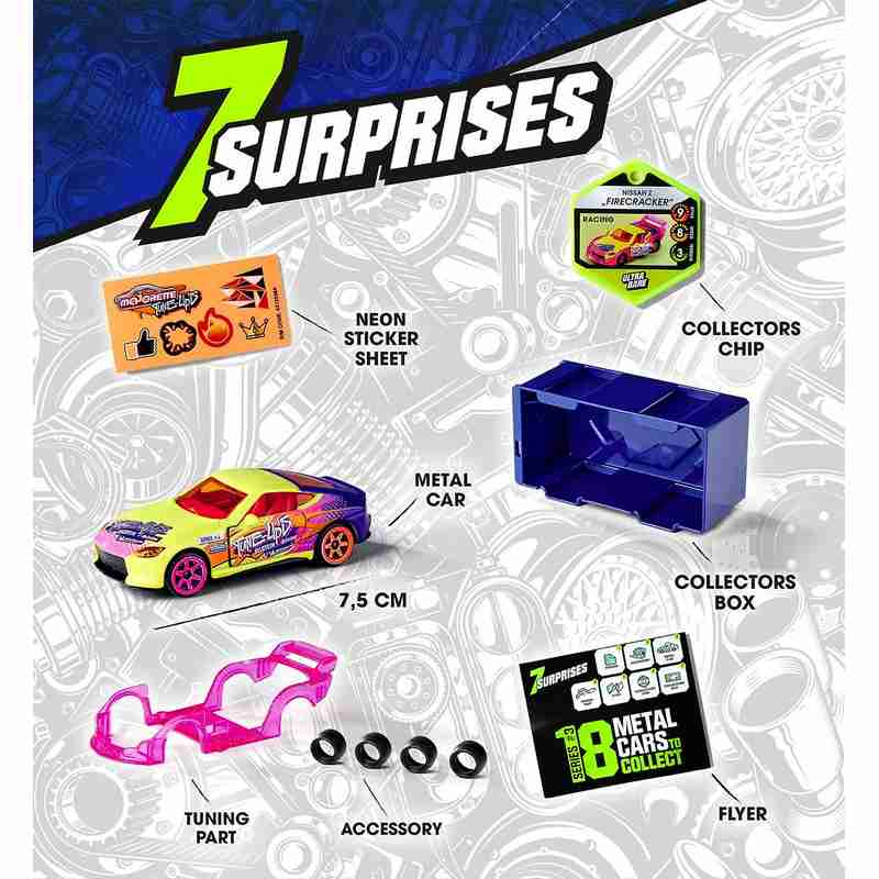 Majorette Tune-Ups Series 3 with Neon Effects 7 Surprises Gift Pack for Kids 3-12 Years