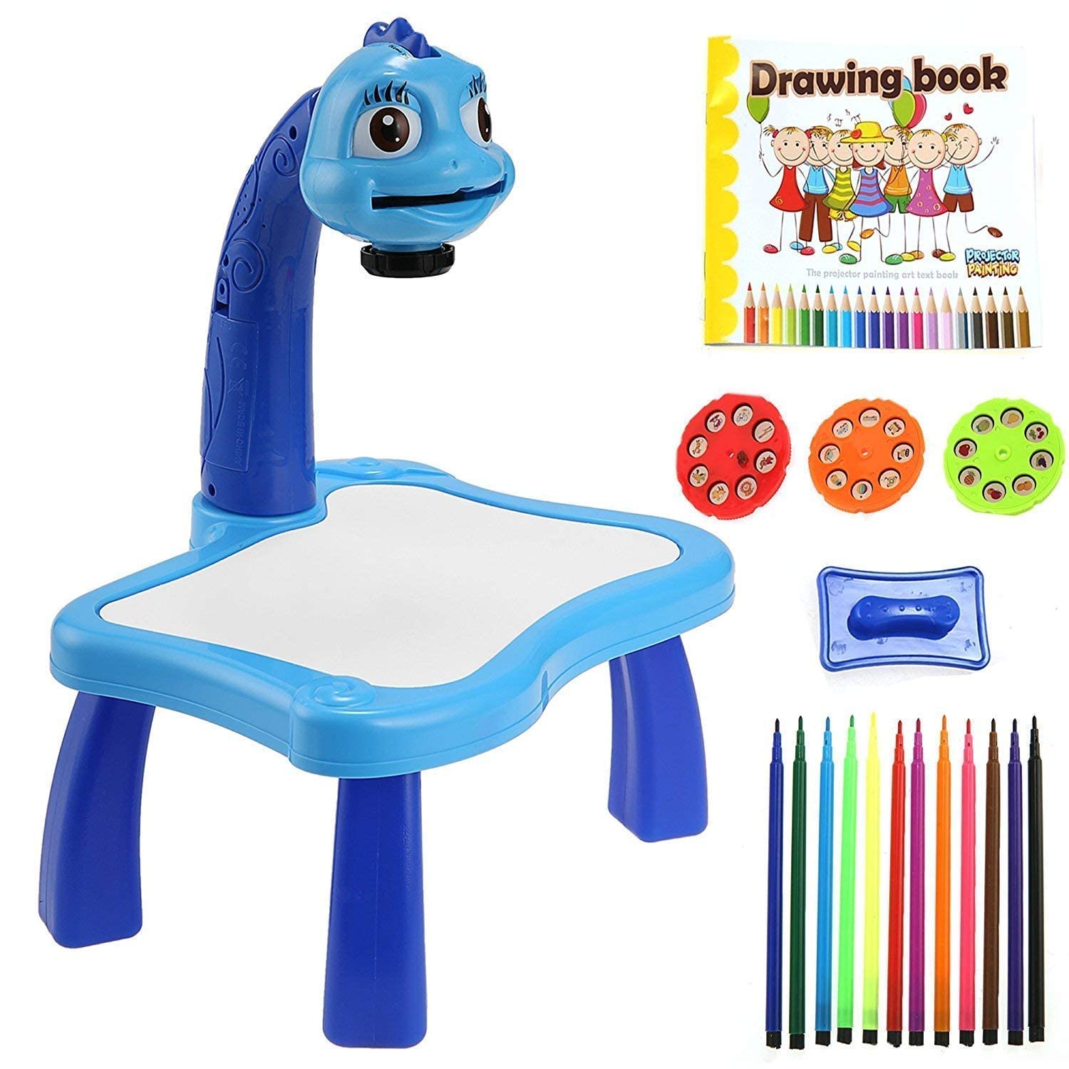 Drawing Projector Painting Desk Table with Patterns & Colorful Water Pens Table Lamp for Better Creativity & Education for Kids