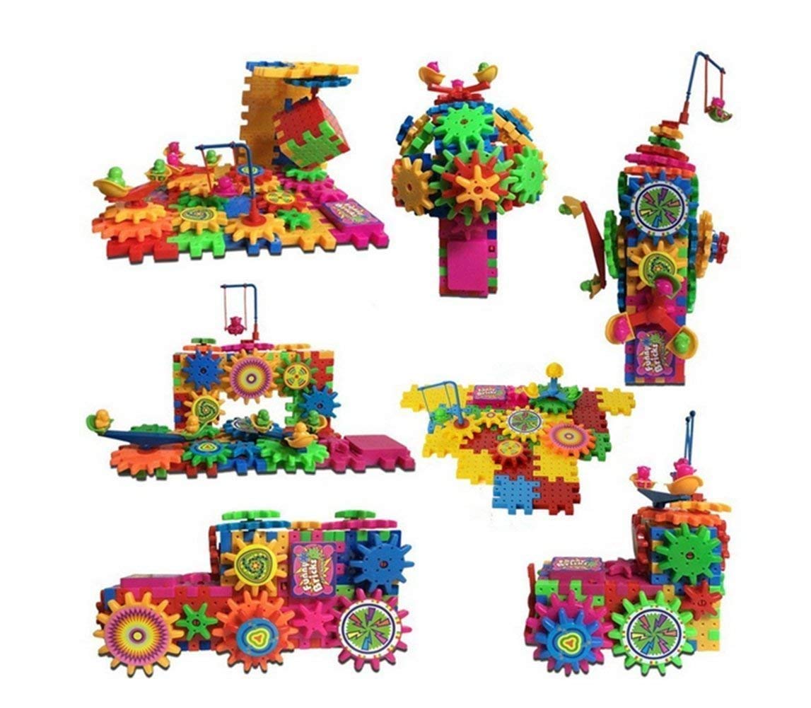 Braintastic 101 Pcs Miracle Bricks Motorized Spinning Gear Building Block Toy Sets Interlocking Learning & Educational Game for Kids