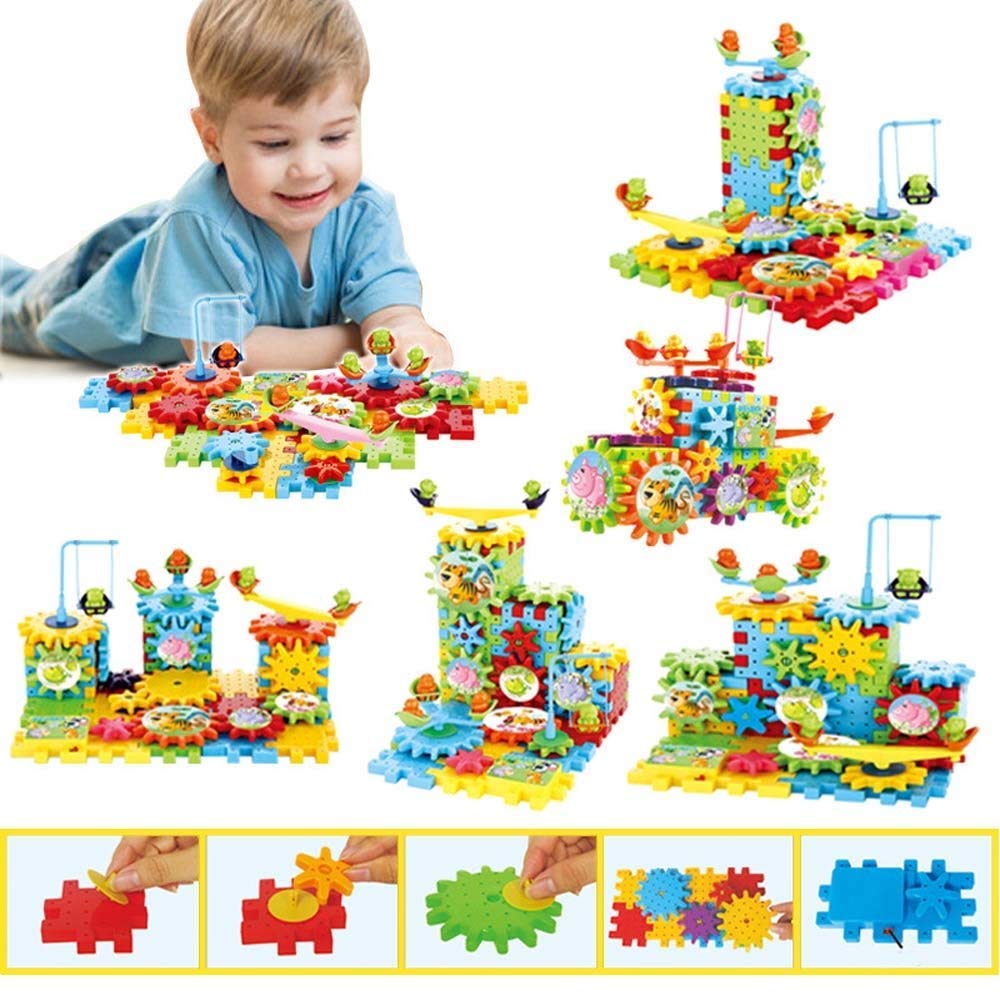 Braintastic 101 Pcs Miracle Bricks Motorized Spinning Gear Building Block Toy Sets Interlocking Learning & Educational Game for Kids