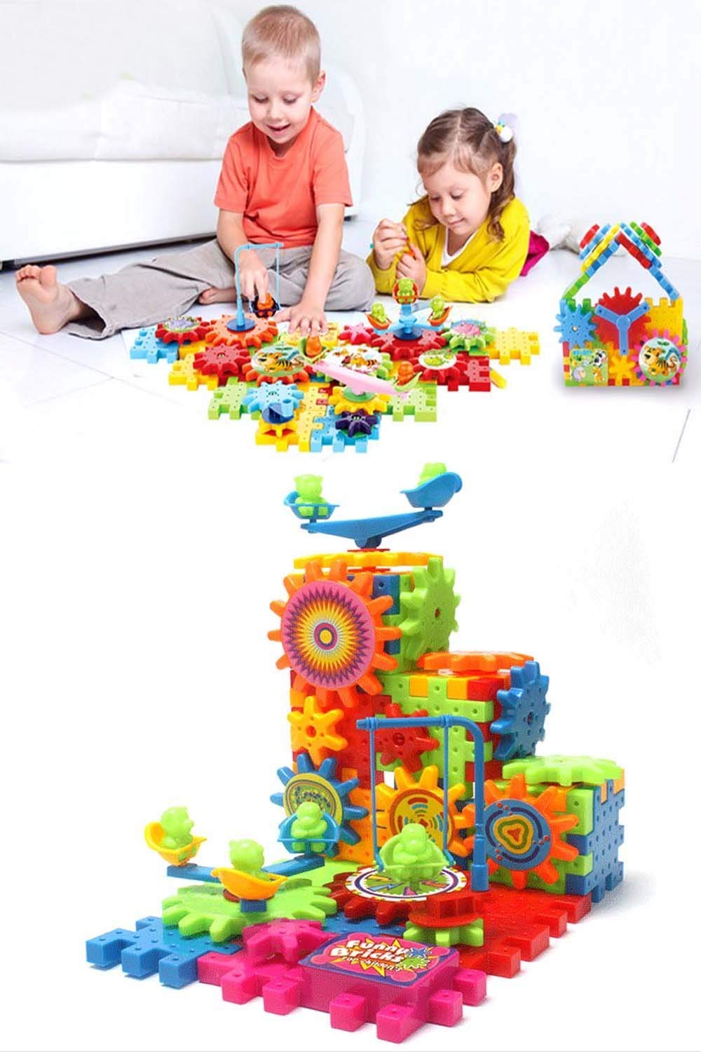 Braintastic 101 Pcs Miracle Bricks Motorized Spinning Gear Building Block Toy Sets Interlocking Learning & Educational Game for Kids