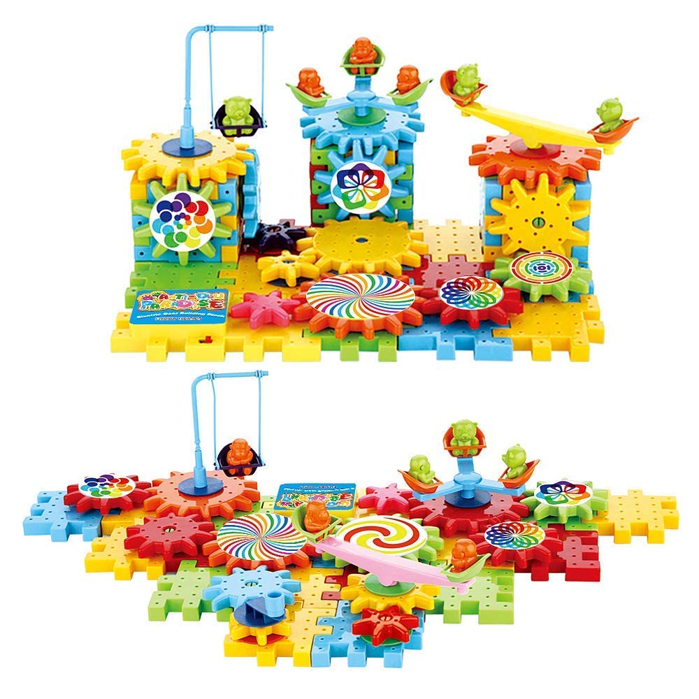 Braintastic 202 Pieces Miracle Bricks Motorized Spinning Gear Building Block Toy Sets Interlocking Learning And Educational Game For Kids