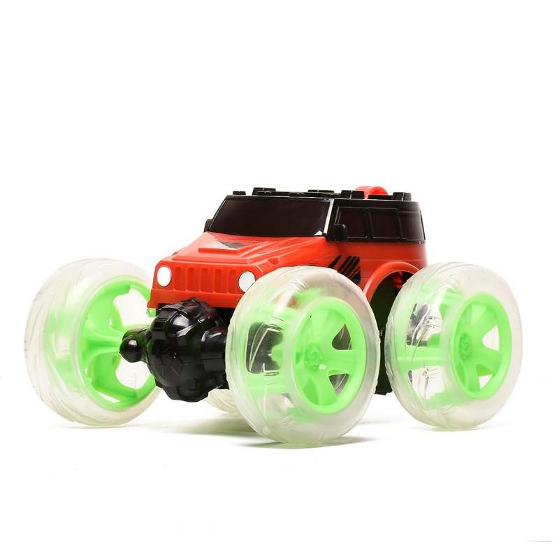 Braintastic 4x4 Off-Road Acrobat Hummer Rechargeable Remote Control RC Acrobatic 360 Degree Stunt Function Twisting Car with 5D Colorful Lights & Music Toys for Kids 5-15 Years (Red Green)