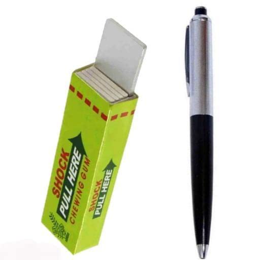 Braintastic electric shock pen and gum -wonderful prank fun item -2 pieces combo- Multi color