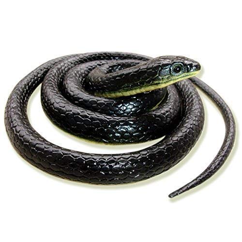 Braintastic toys & gifts rubber snakes prank toy (assorted colours, 28-inch) (pack of 1)-Black