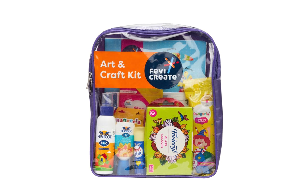 Braintastic Art Craft Kit All in One DIY Crafting Kit for Children Back to School Bag Includes a Sling Bag with Assorted Colours Canvas Activity Book