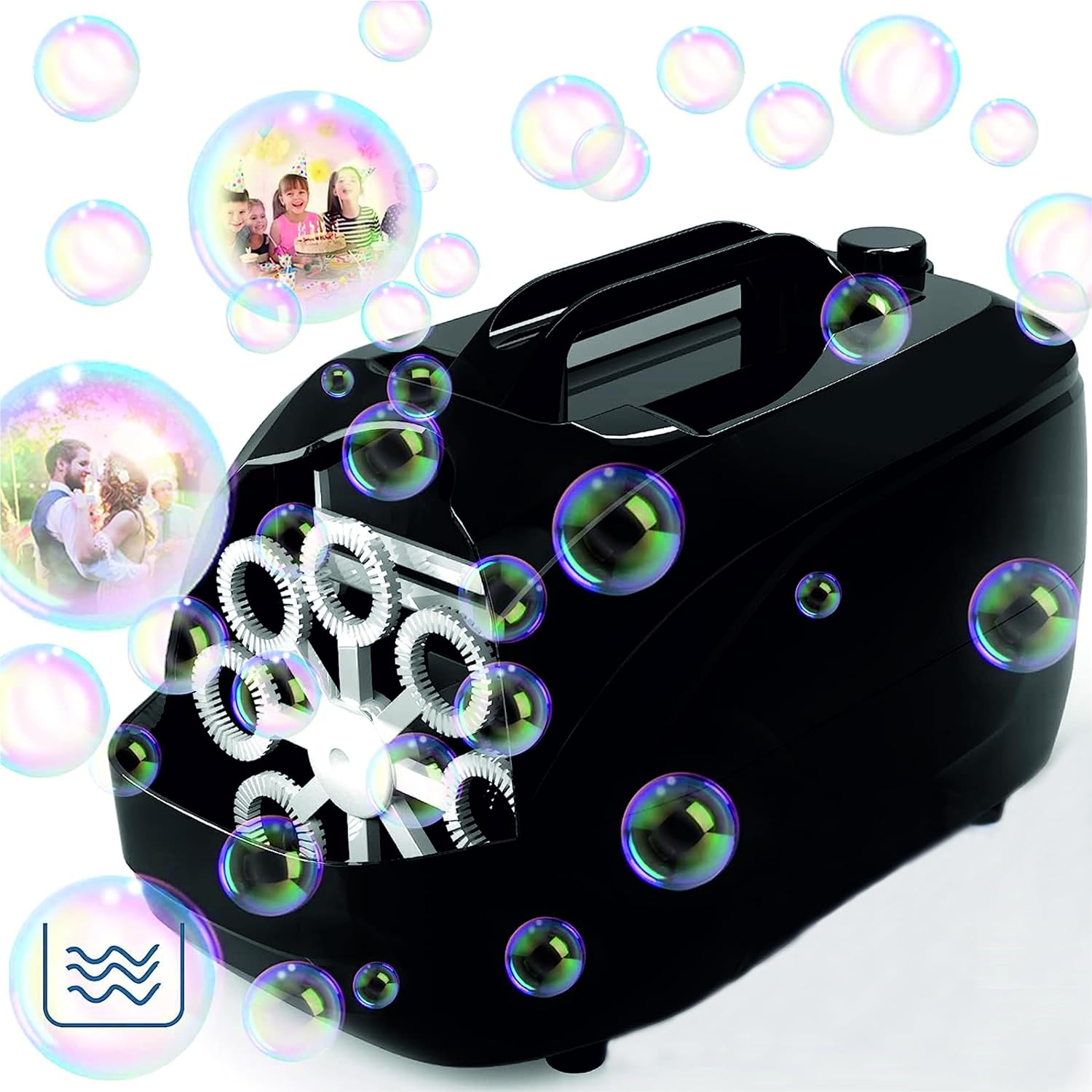 Braintastic Bubble Machine for Party Automatic Bubble Blower- 10000+ Bubbles Minute with 2 Speeds, Bubble Gun for Kids Adults, Plug-in or Batteries Bubbles Summer Toys for Outdoor Indoor Party Birthday