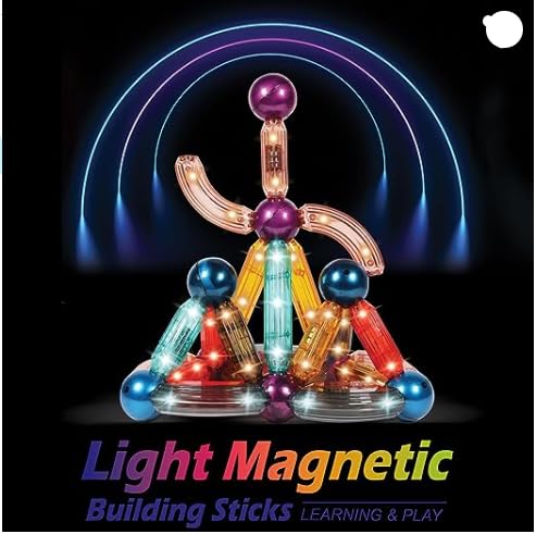 LED Magnetic Sticks and Balls 36 Pcs Set Create Mesmerizing Light Patterns with Transparency and Color Magnetic Building Blocks Toys for Kids